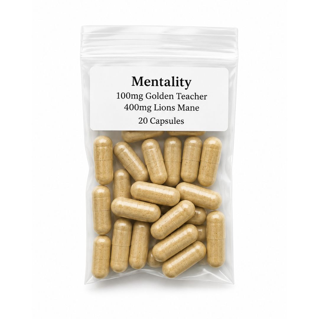 mentality (100mg golden teacher, 400mg lions mane) 30 capsules mentality (100mg golden teacher, 400mg lions mane) 30 capsules