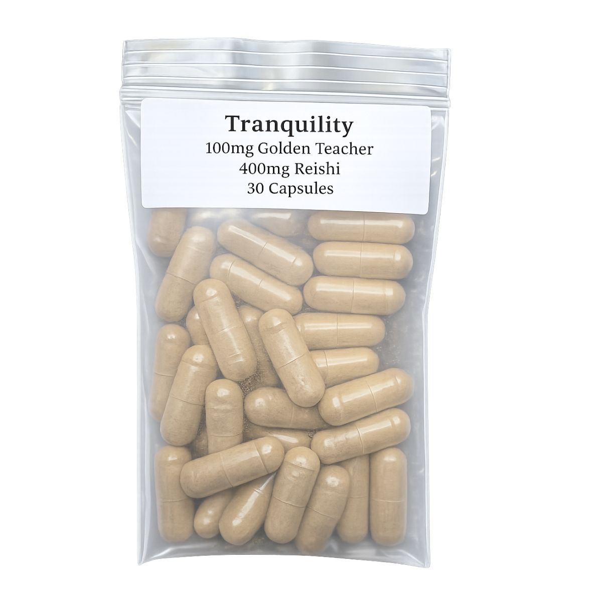 tranquility (100mg golden teacher with 400mg reishi) 30 capsules tranquility (100mg golden teacher with 400mg reishi) 30 capsules